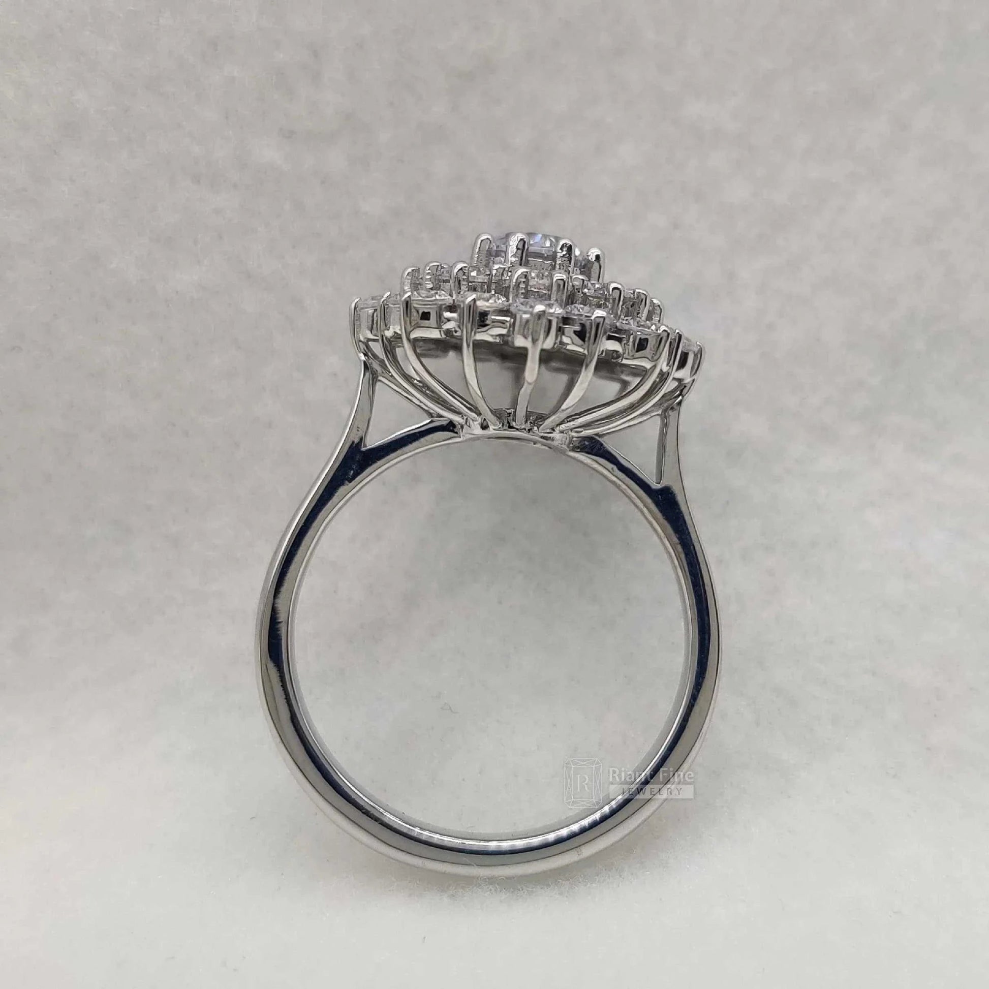Round Lab Grown Diamond Snowflake Cluster Engagement Ring - Riant Fine Jewelry LLC