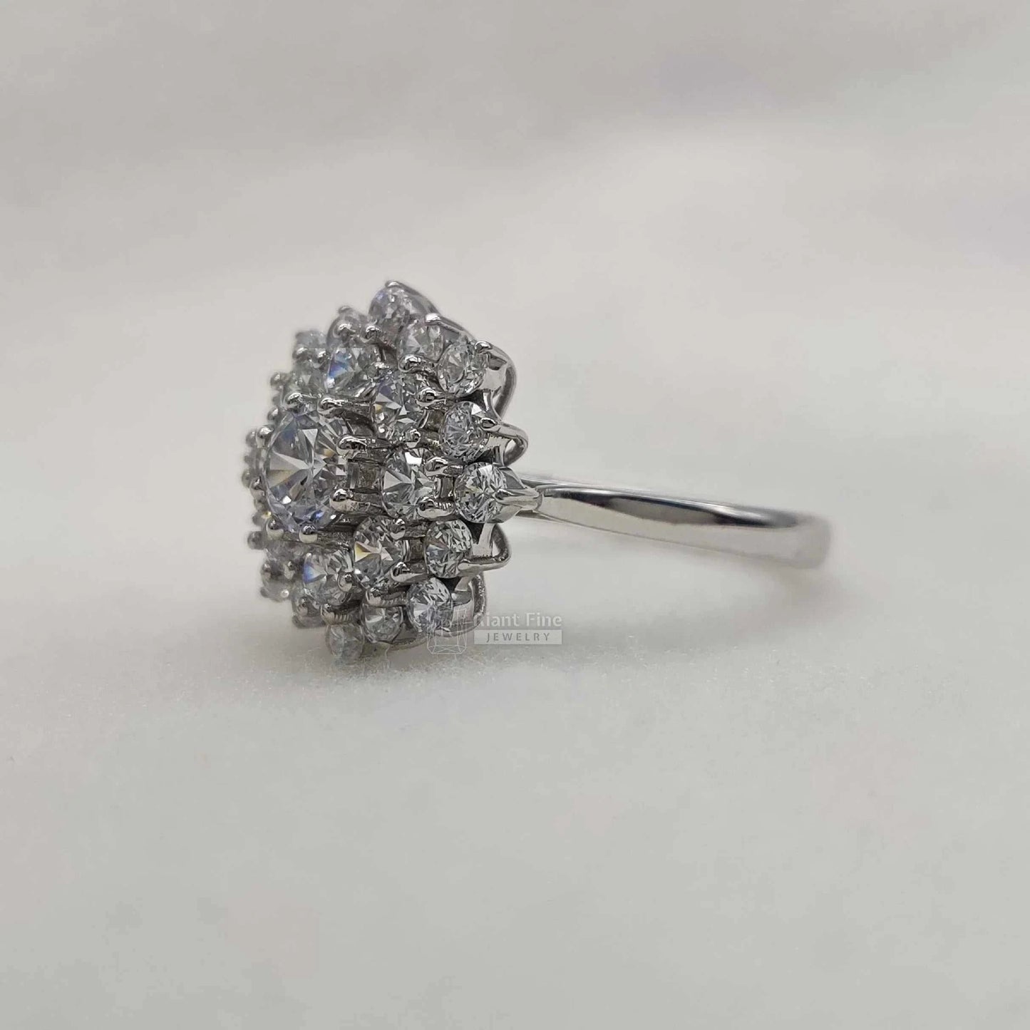 Round Lab Grown Diamond Snowflake Cluster Engagement Ring - Riant Fine Jewelry LLC