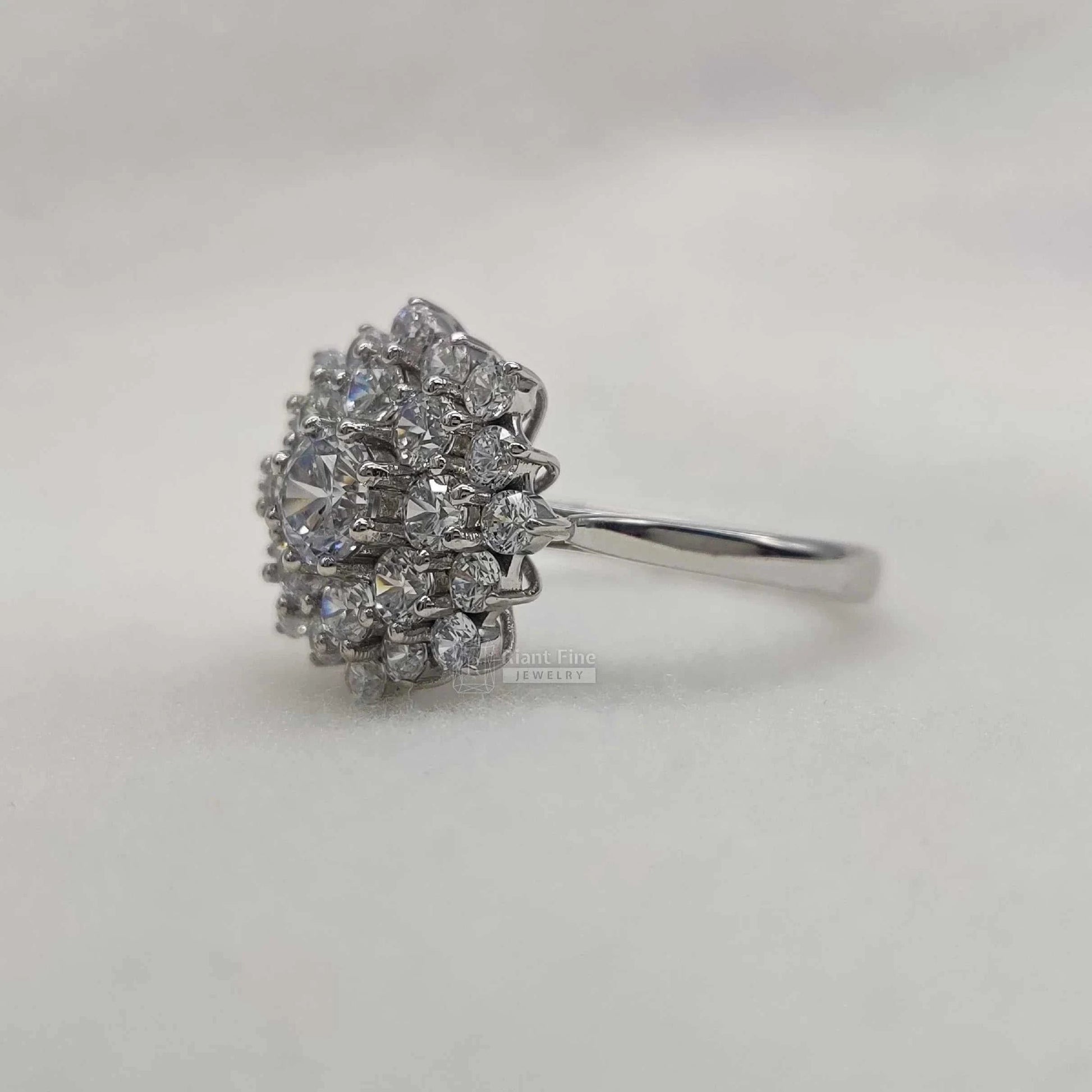 Round Lab Grown Diamond Snowflake Cluster Engagement Ring - Riant Fine Jewelry LLC