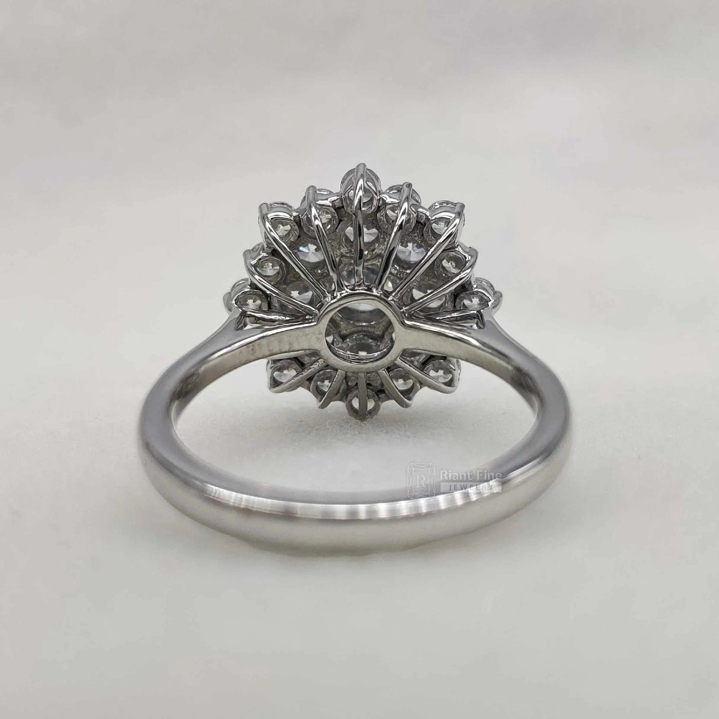 Round Lab Grown Diamond Snowflake Cluster Engagement Ring - Riant Fine Jewelry LLC