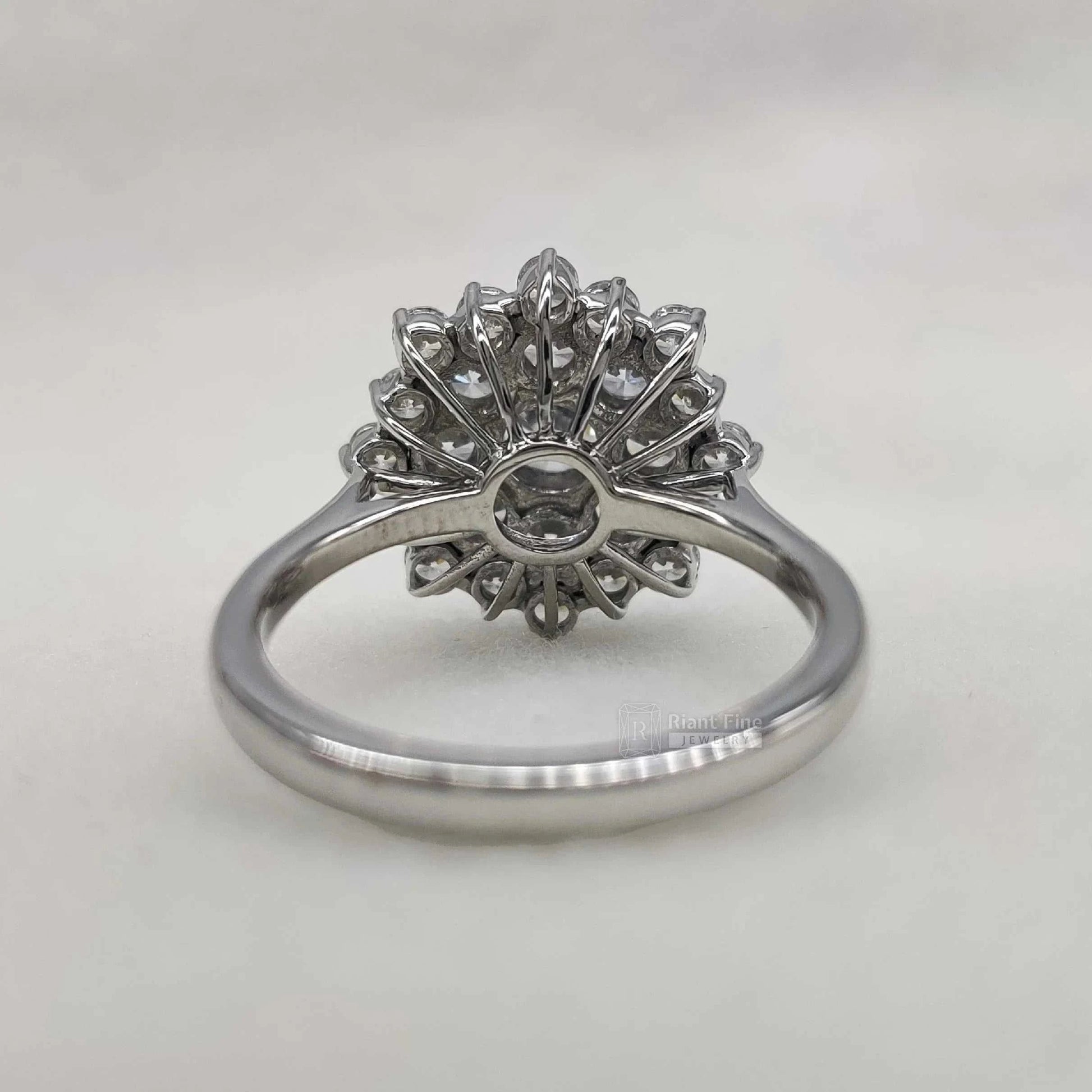 Round Lab Grown Diamond Snowflake Cluster Engagement Ring - Riant Fine Jewelry LLC