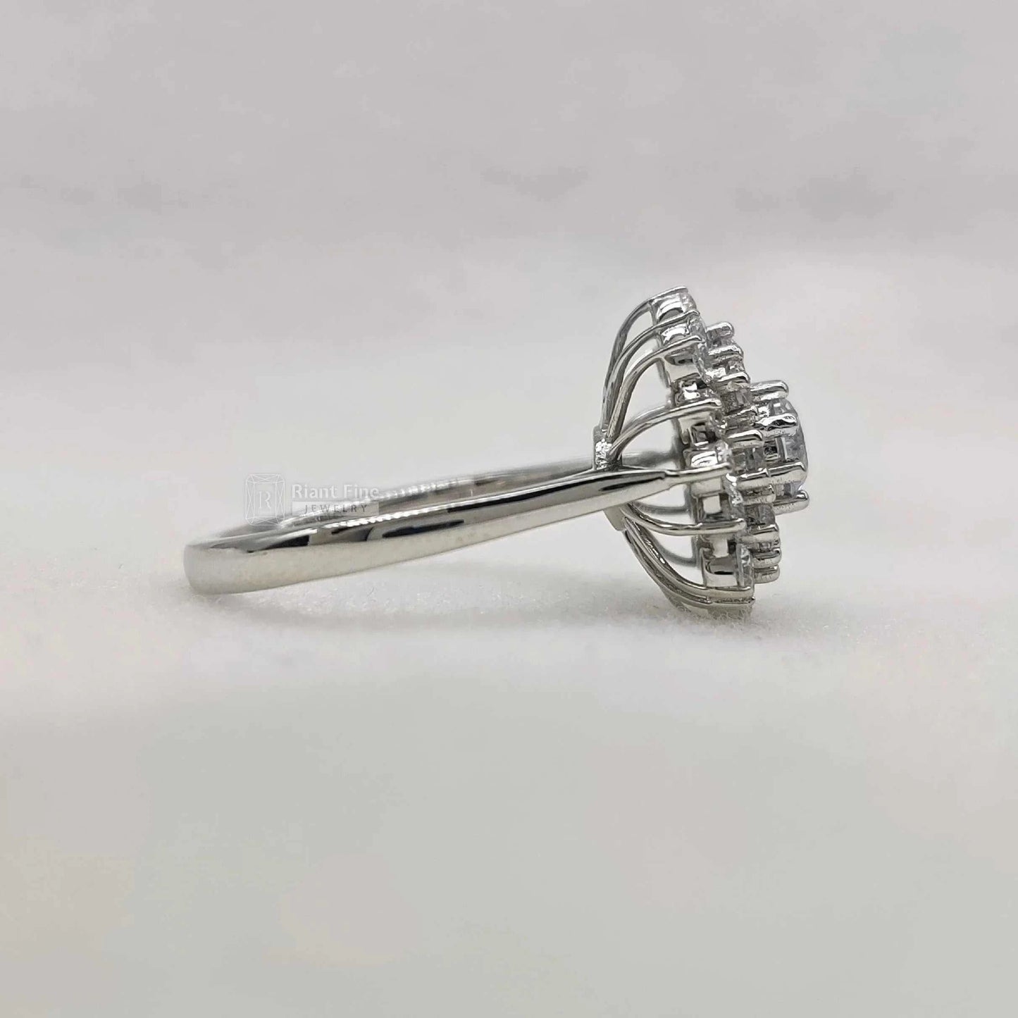 Round Lab Grown Diamond Snowflake Cluster Engagement Ring - Riant Fine Jewelry LLC