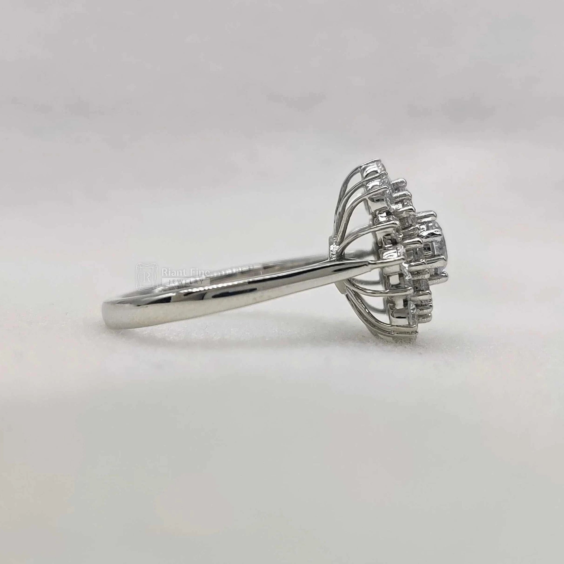 Round Lab Grown Diamond Snowflake Cluster Engagement Ring - Riant Fine Jewelry LLC