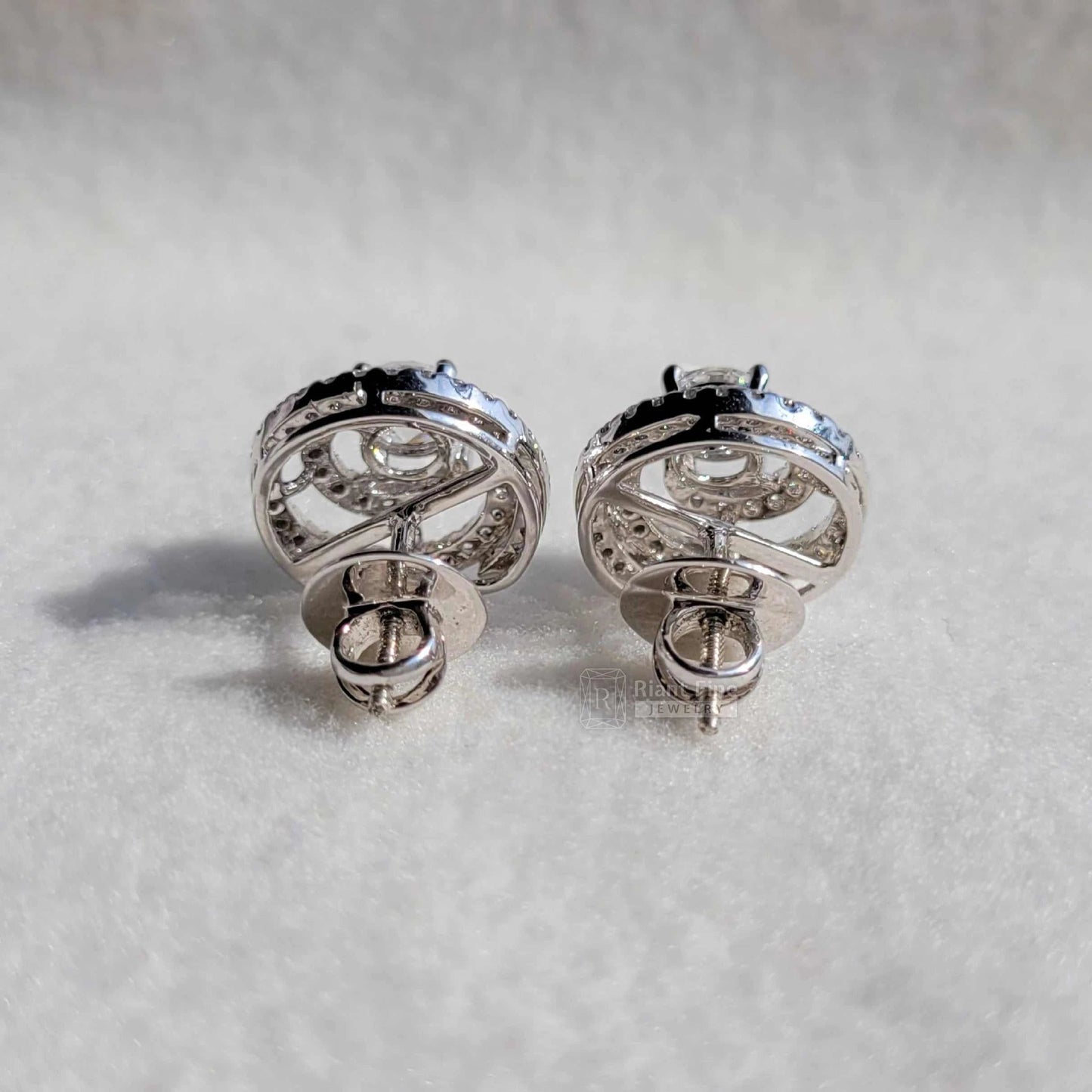Round Lab Grown Diamond Spiral Earrings for Brides - Riant Fine Jewelry LLC