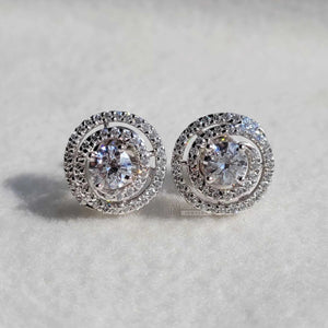Round Lab Grown Diamond Spiral Earrings for Brides