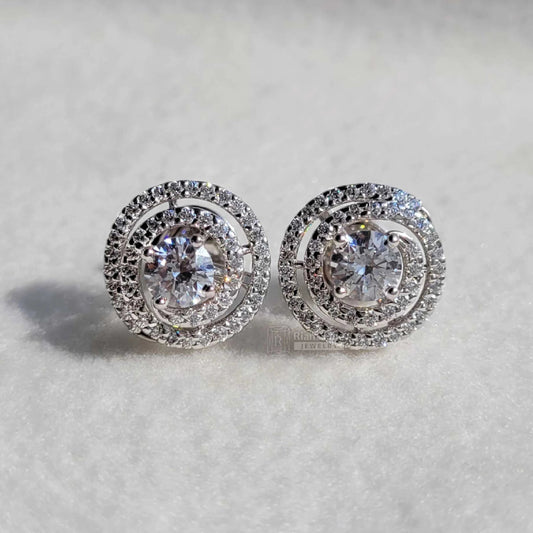 Round Lab Grown Diamond Spiral Earrings for Brides - Riant Fine Jewelry LLC