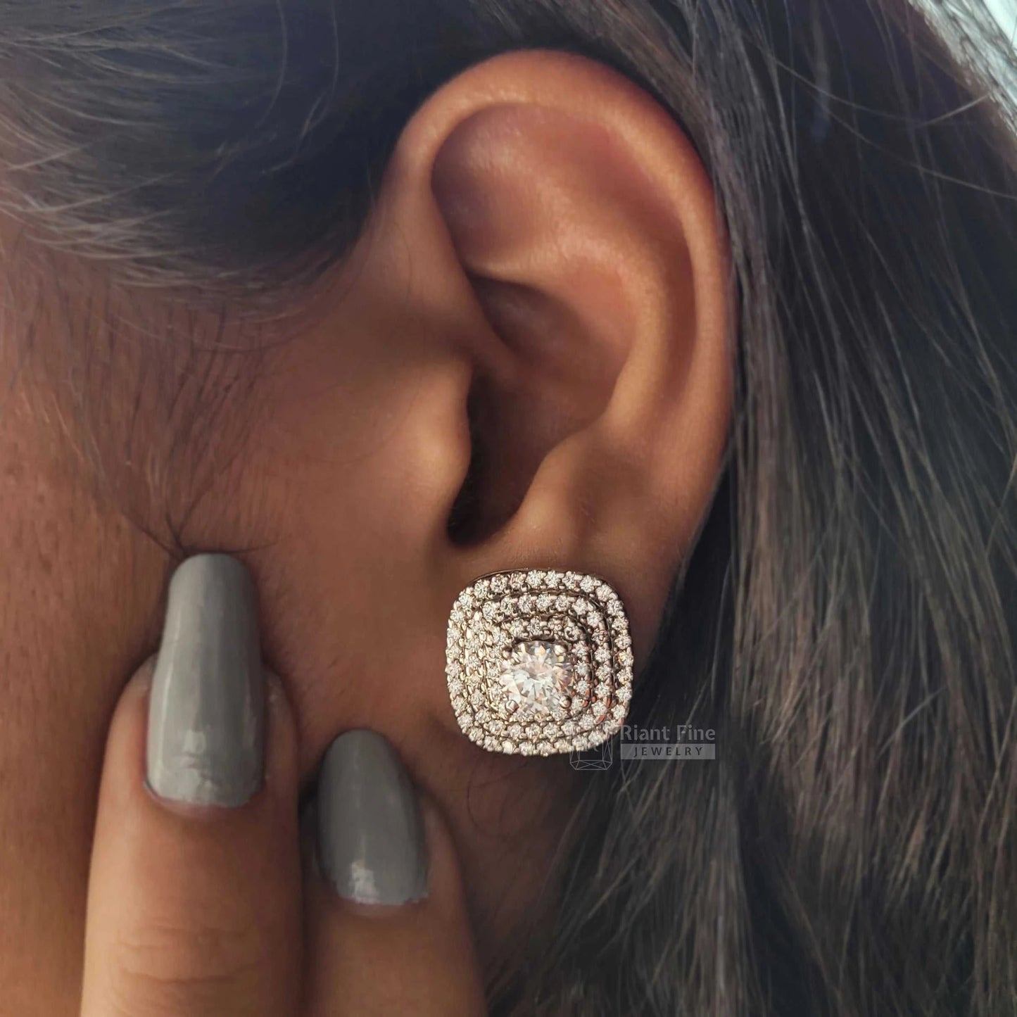 round lab grown diamond earrings for women