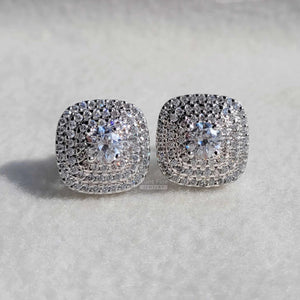 Round Lab Grown Diamond Square Stud Earrings for Women