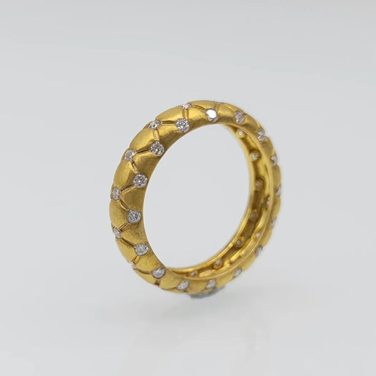 Round Lab Grown Diamond Wedding Band in Matte Gold - Riant Fine Jewelry LLC