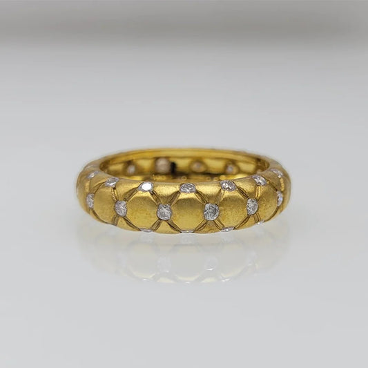 Round Lab Grown Diamond Wedding Band in Matte Gold - Riant Fine Jewelry LLC