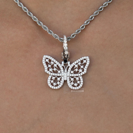 14K White Gold Butterfly Pendant