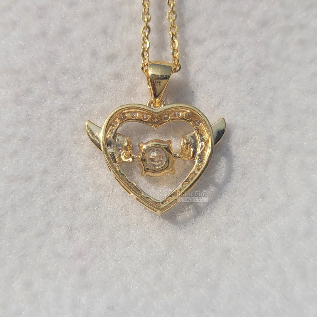 Dainty Moissanite Angel Wings Pendant