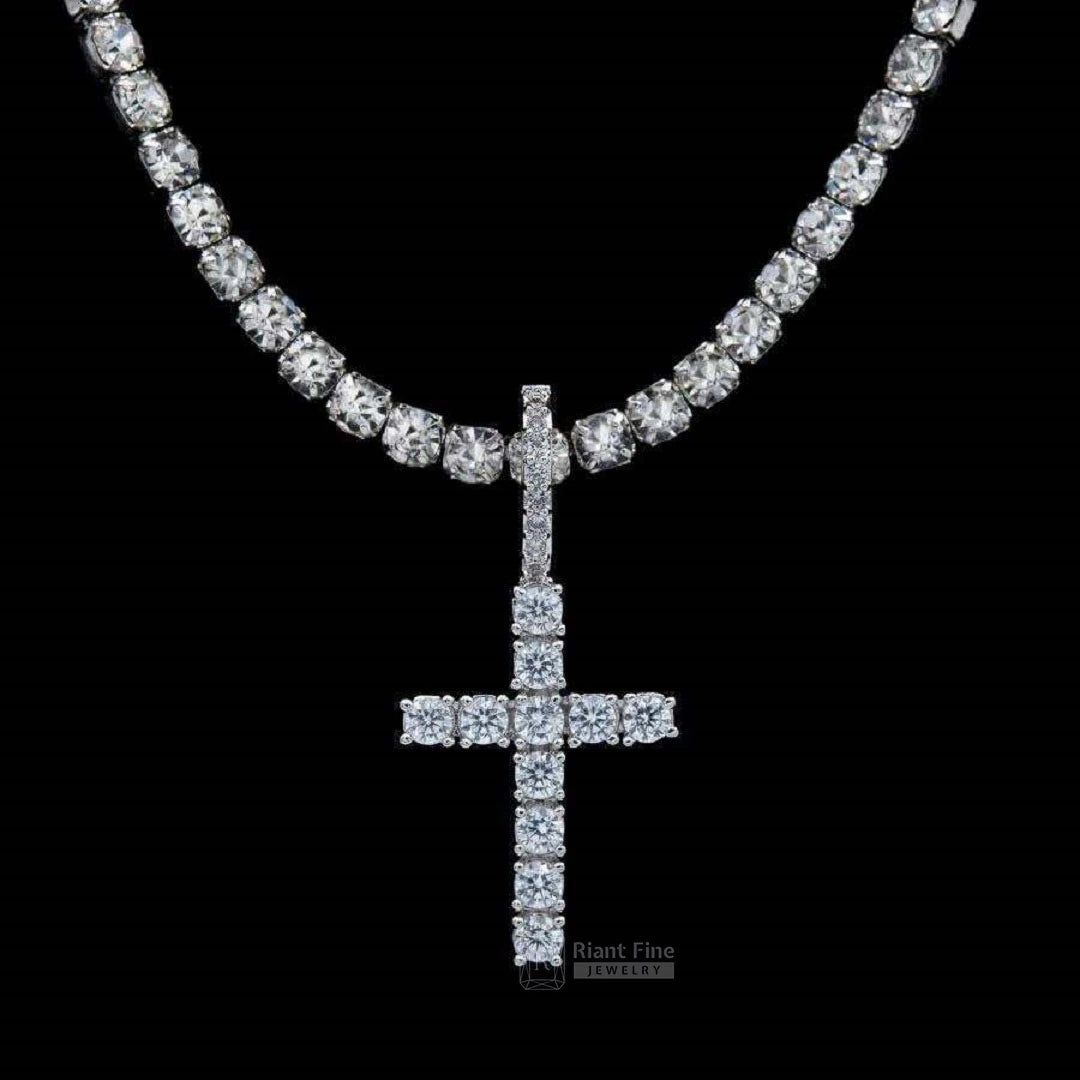 Moissanite Cross Pendant in Gold