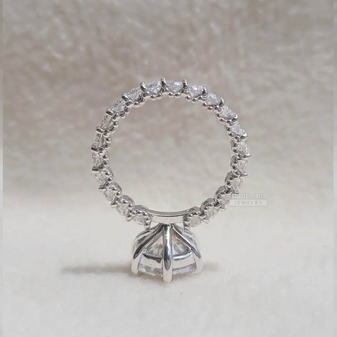 Round Moissanite Vintage Pave Set Engagement Ring - Riant Fine Jewelry LLC