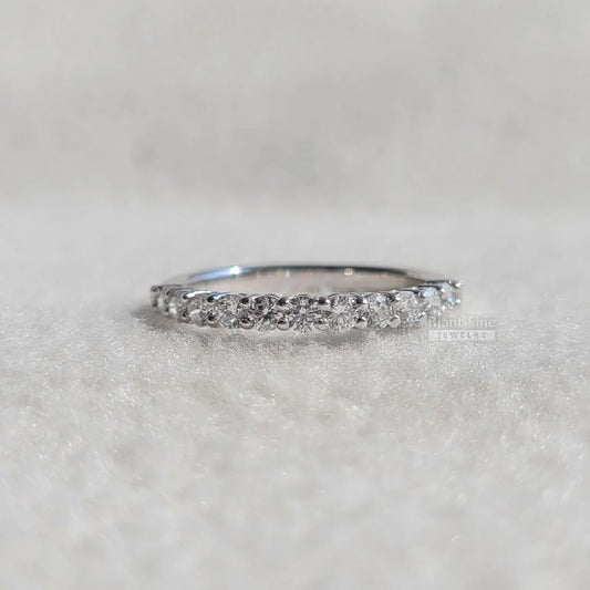 Simple Half Eternity Round Diamond Gold Wedding Band - Riant Fine Jewelry