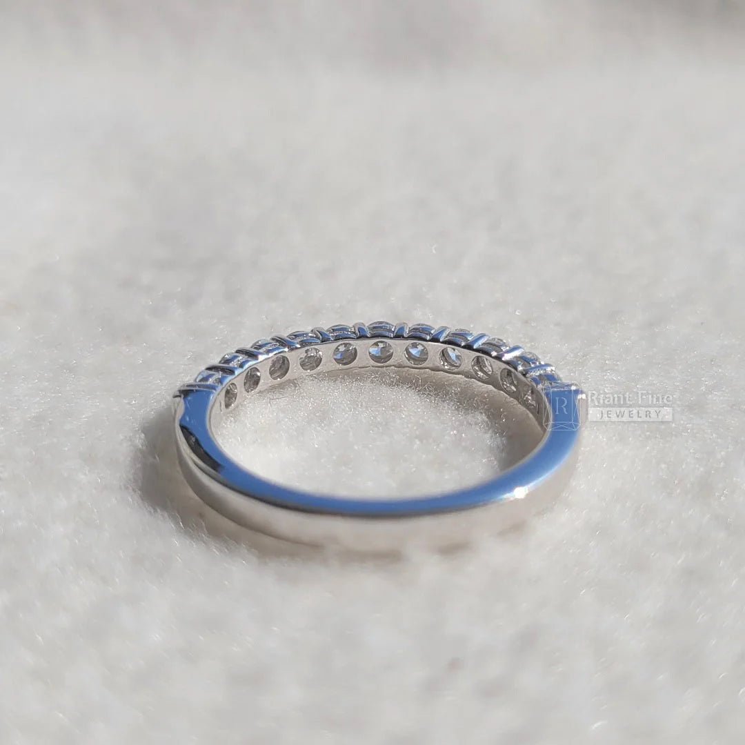 Simple Half Eternity Round Diamond Gold Wedding Band - Riant Fine Jewelry