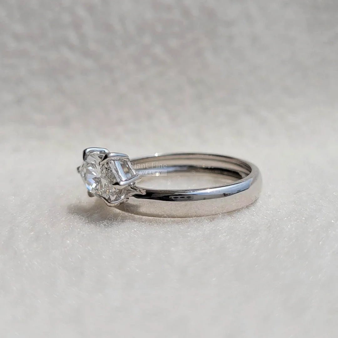 Solitaire 1 Carat Hexagon Cut Lab Grown Diamond Ring - Riant Fine Jewelry LLC