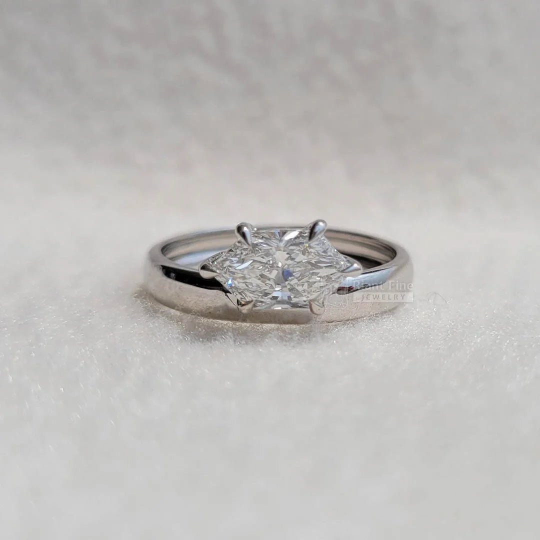 Solitaire 1 Carat Hexagon Cut Lab Grown Diamond Ring - Riant Fine Jewelry LLC