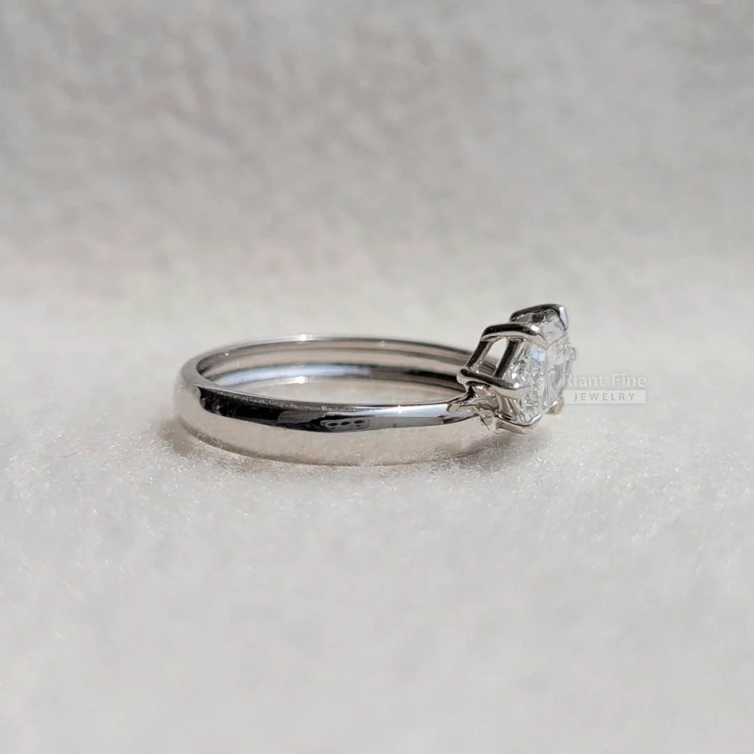 Solitaire 1 Carat Hexagon Cut Lab Grown Diamond Ring - Riant Fine Jewelry LLC