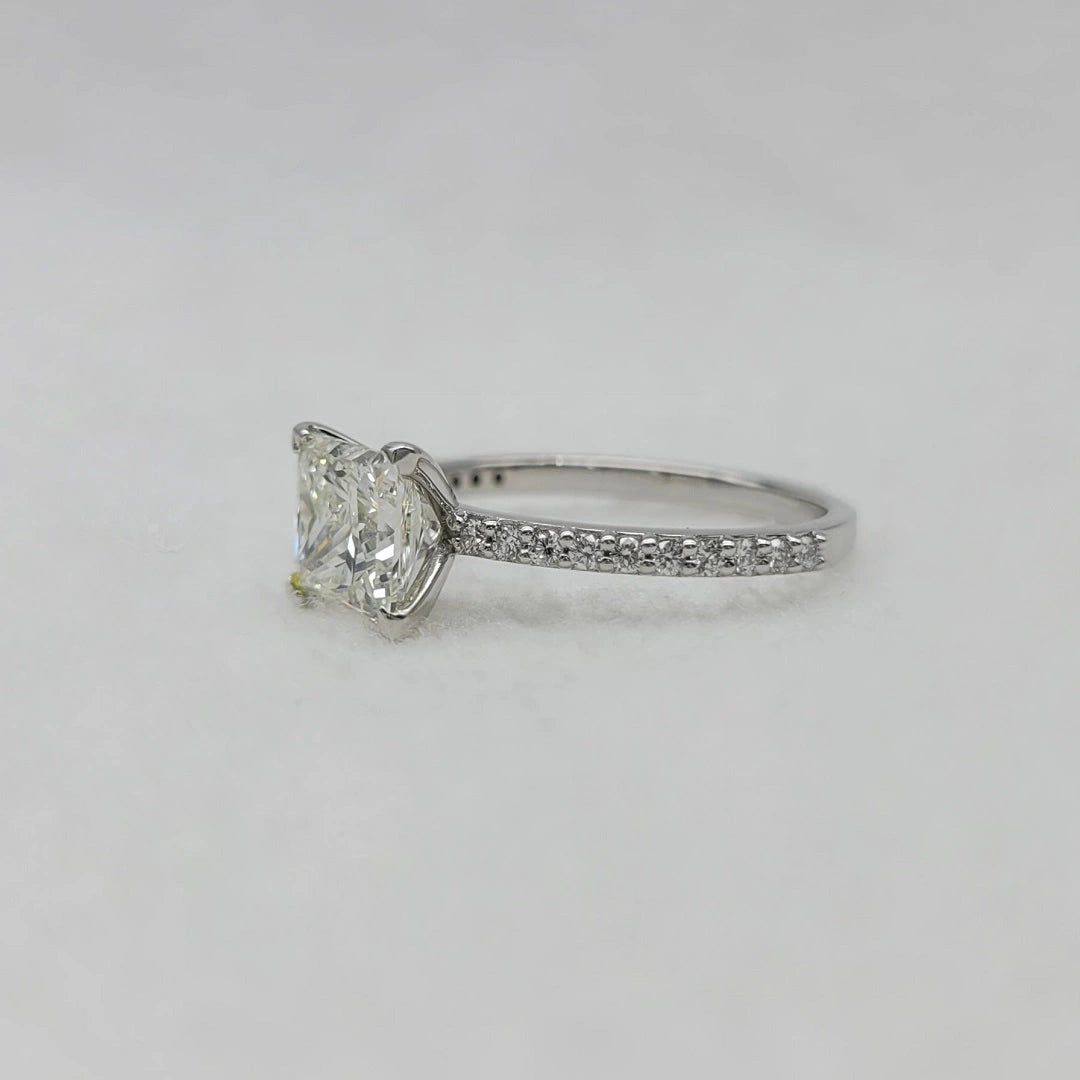 Pavé Princess Cut Diamond Ring