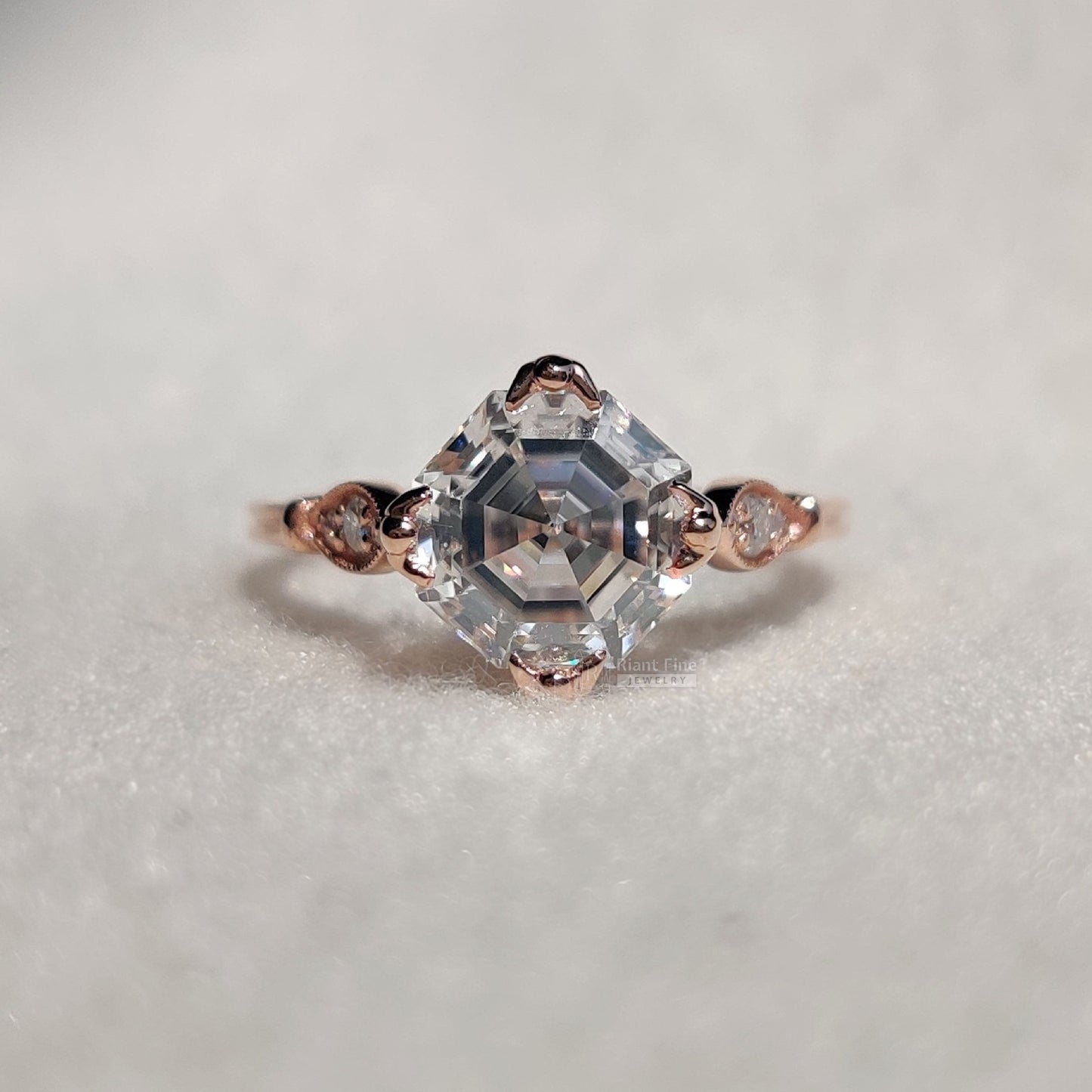 Square 2 Carat Asscher Moissanite Engagement Ring - Riant Fine Jewelry LLC