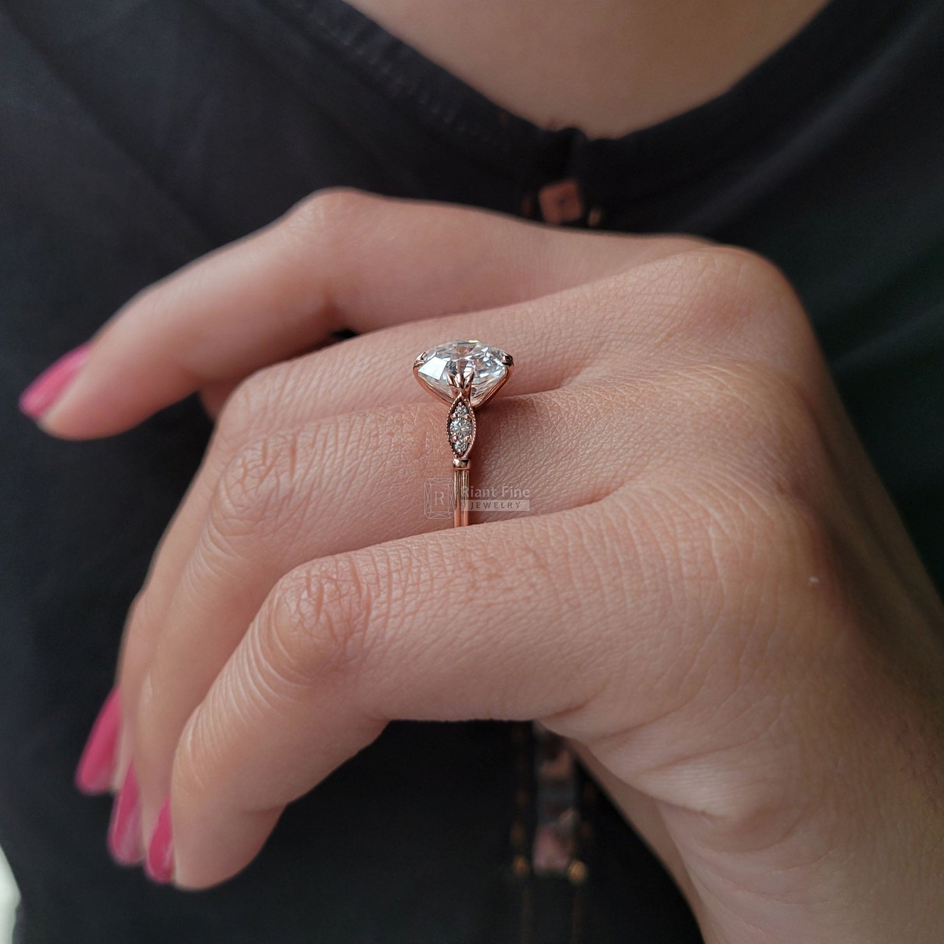 Square 2 Carat Asscher Moissanite Engagement Ring - Riant Fine Jewelry LLC