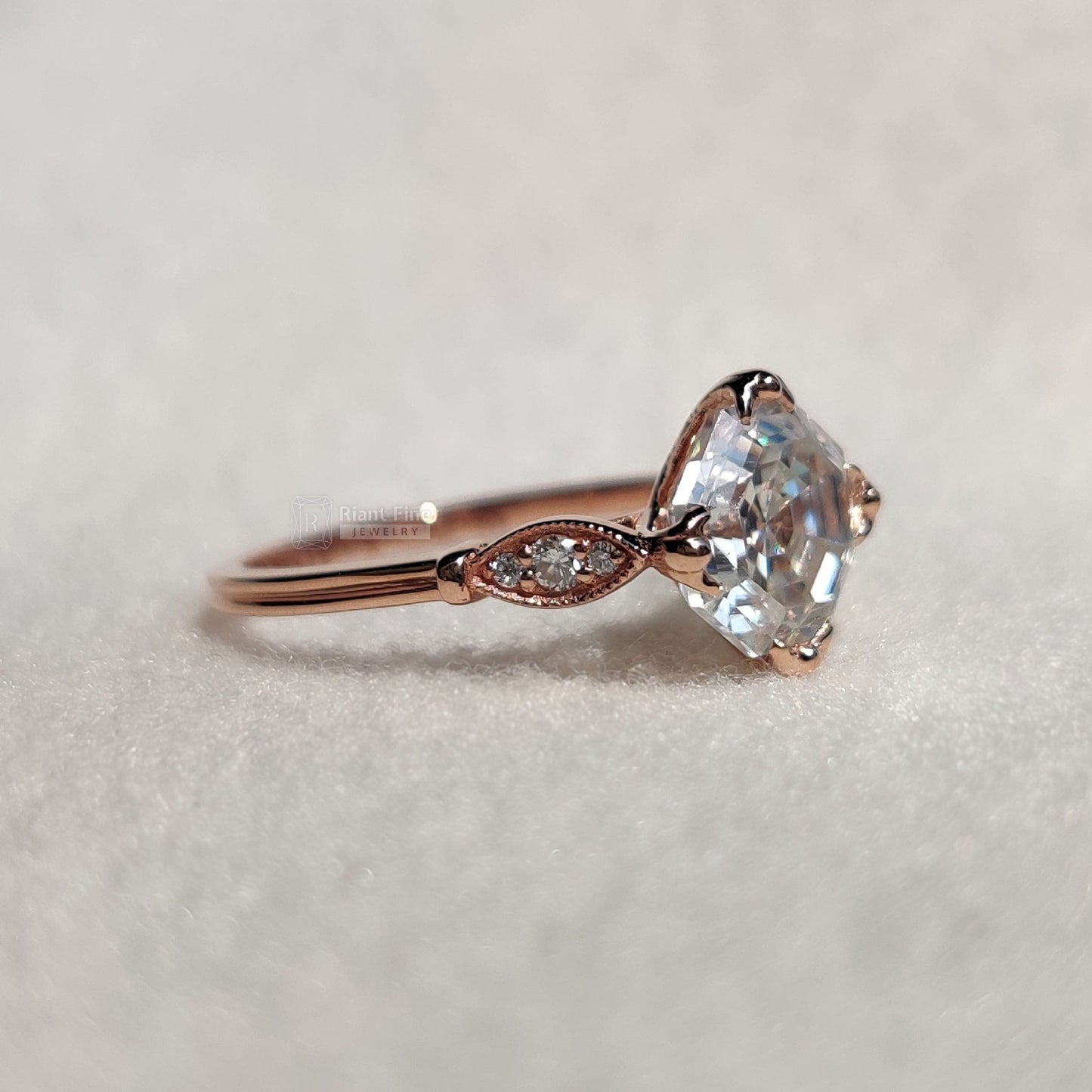 Square 2 Carat Asscher Moissanite Engagement Ring - Riant Fine Jewelry LLC