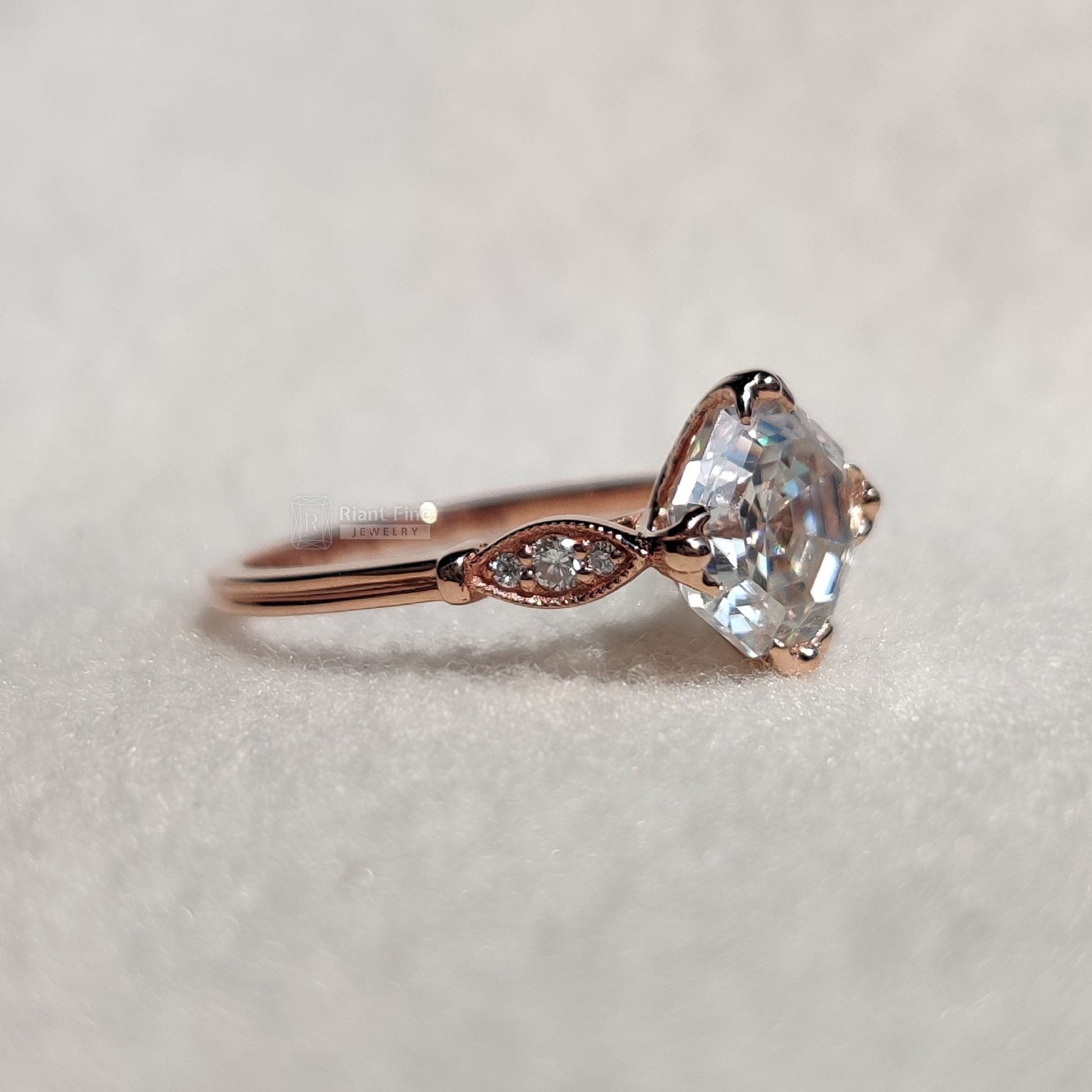Square 2 Carat Asscher Moissanite Engagement Ring - Riant Fine Jewelry LLC