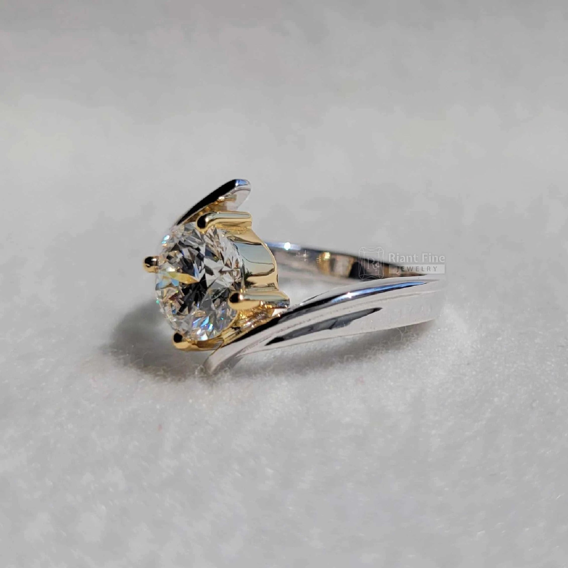 Tension Set 2 Ct Round Lab Diamond Solitaire Engagement Ring - Riant Fine Jewelry LLC