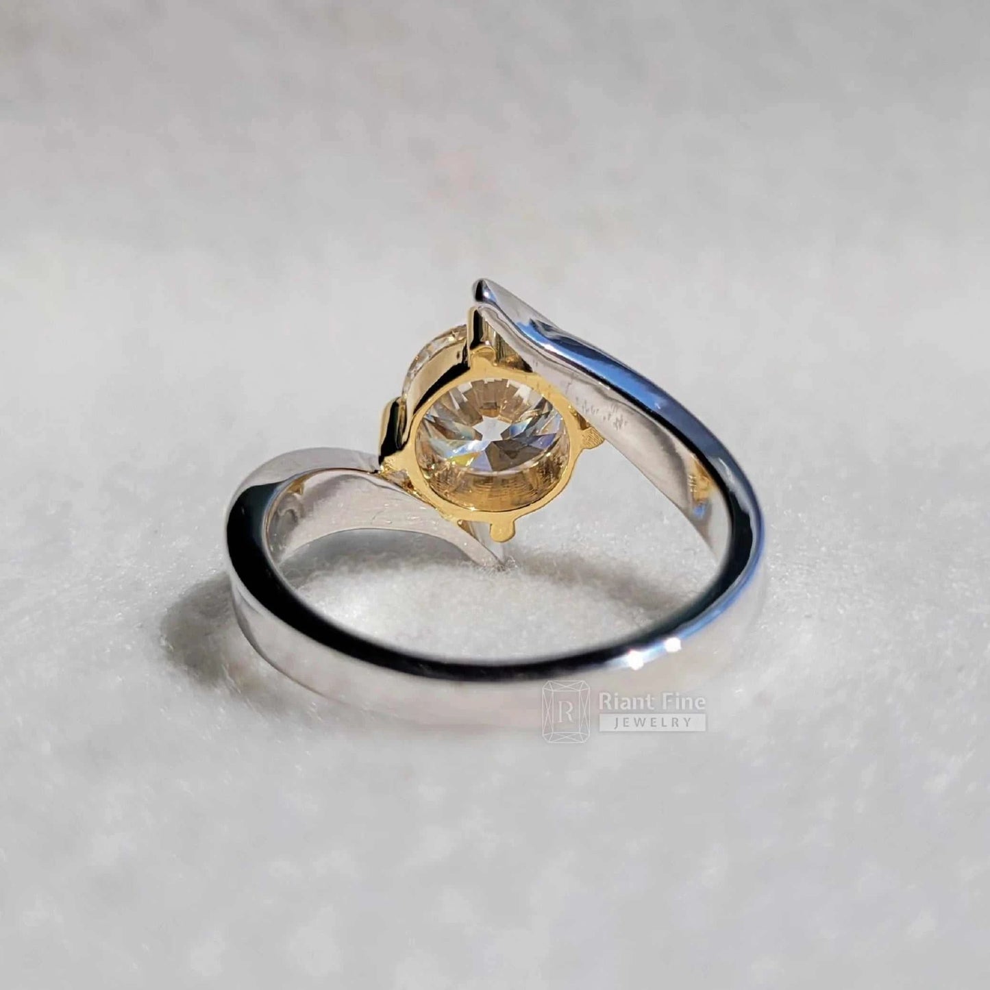 Tension Set 2 Ct Round Lab Diamond Solitaire Engagement Ring - Riant Fine Jewelry LLC