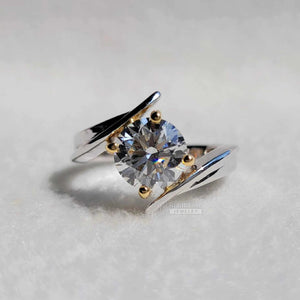 Tension Set 2 Ct Round Lab Diamond Solitaire Engagement Ring