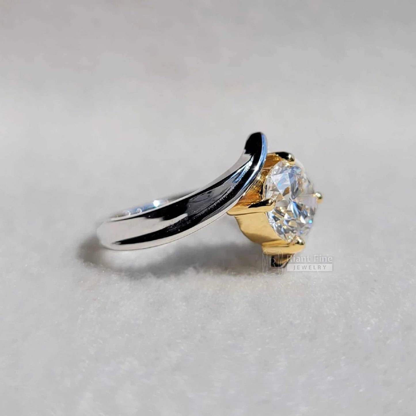 Tension Set 2 Ct Round Lab Diamond Solitaire Engagement Ring - Riant Fine Jewelry LLC
