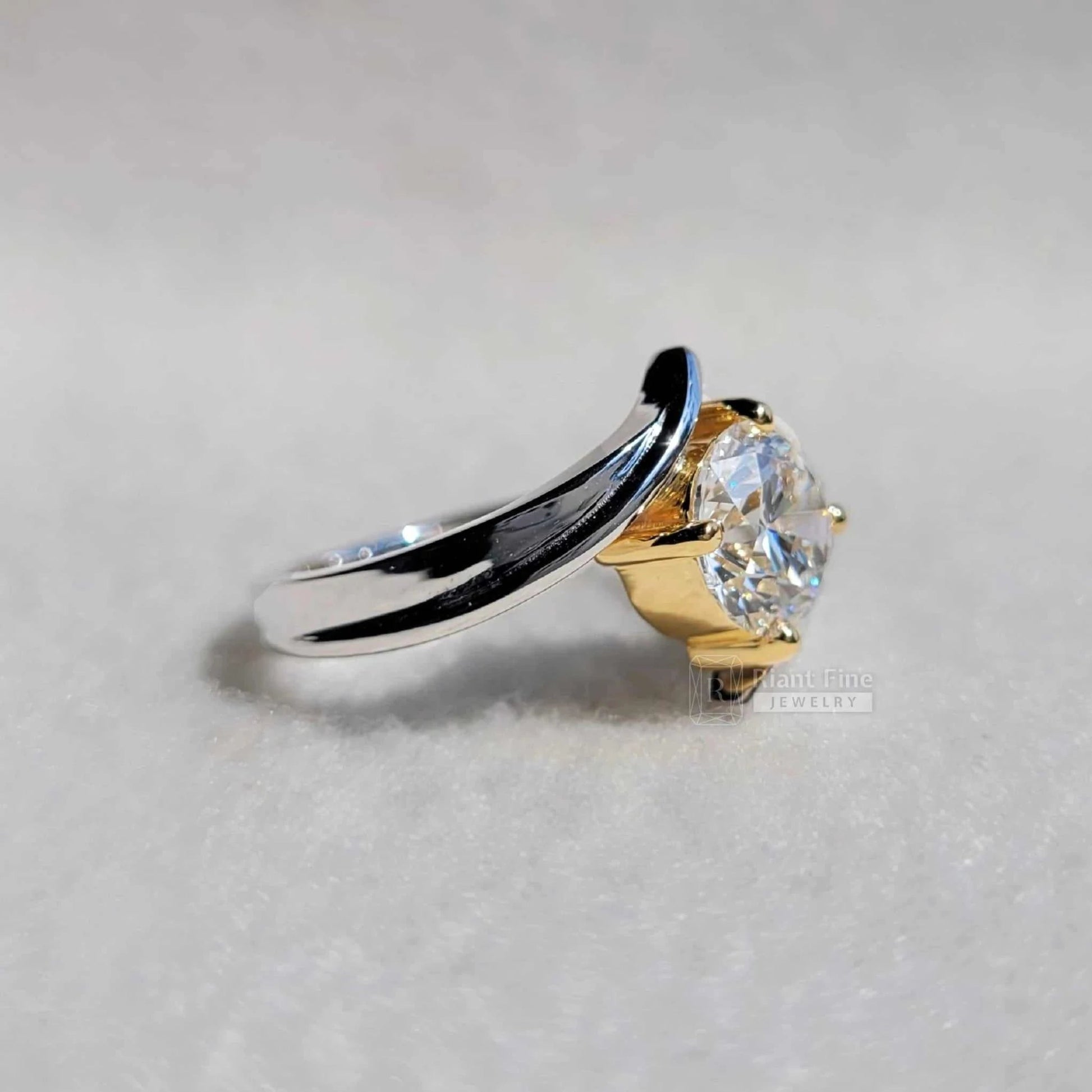 Tension Set 2 Ct Round Lab Diamond Solitaire Engagement Ring - Riant Fine Jewelry LLC