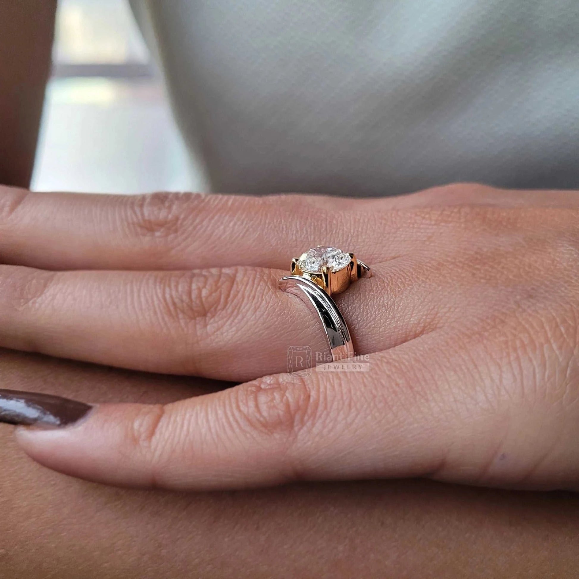 Tension Set 2 Ct Round Lab Diamond Solitaire Engagement Ring - Riant Fine Jewelry LLC