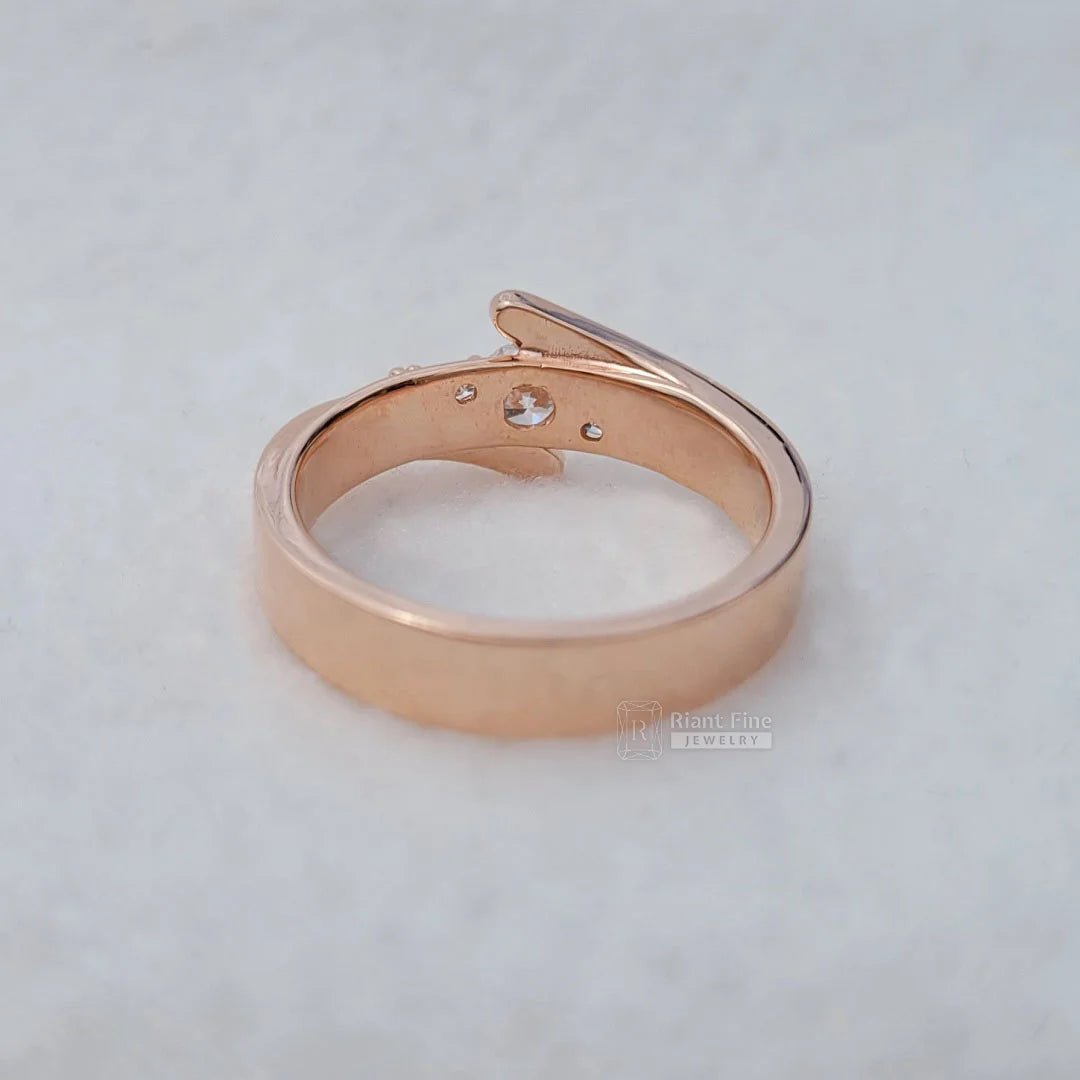 Tension Set Rose Gold Diamond Wedding Band For Women - Riant Fine Jewelry