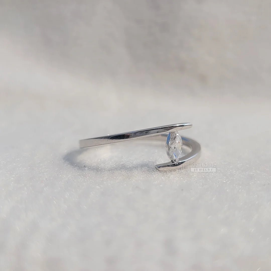 Tension Set White Gold Marquise Engagement Ring - Riant Fine Jewelry