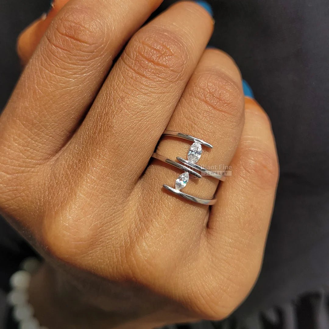 Tension Set White Gold Marquise Engagement Ring - Riant Fine Jewelry