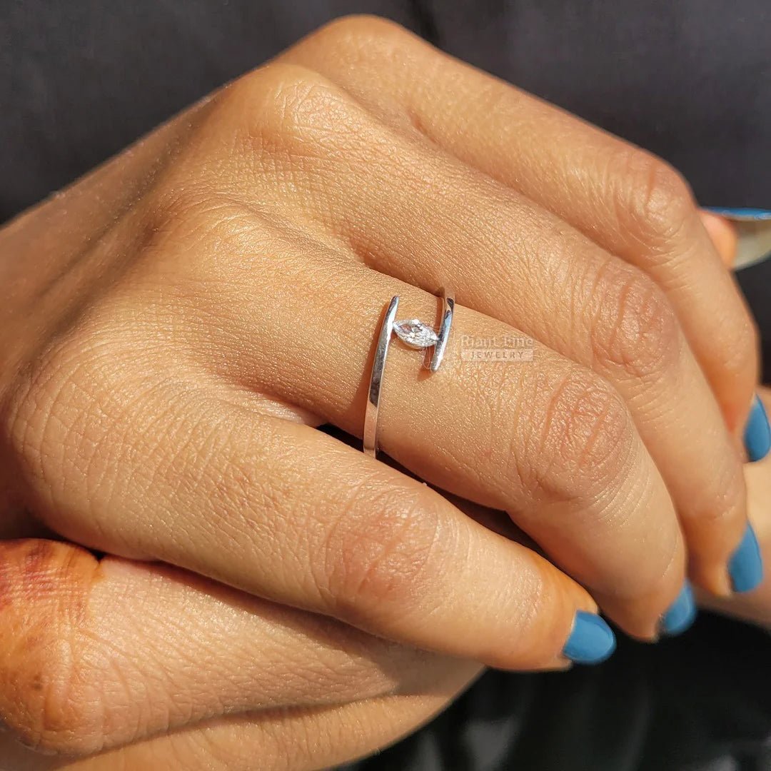 Tension Set White Gold Marquise Engagement Ring - Riant Fine Jewelry