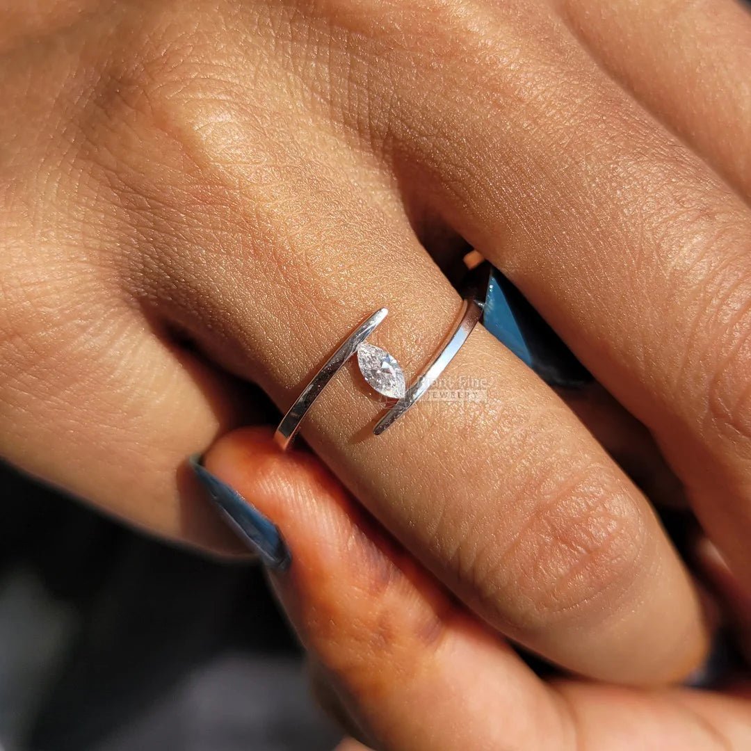 Tension Set White Gold Marquise Engagement Ring - Riant Fine Jewelry