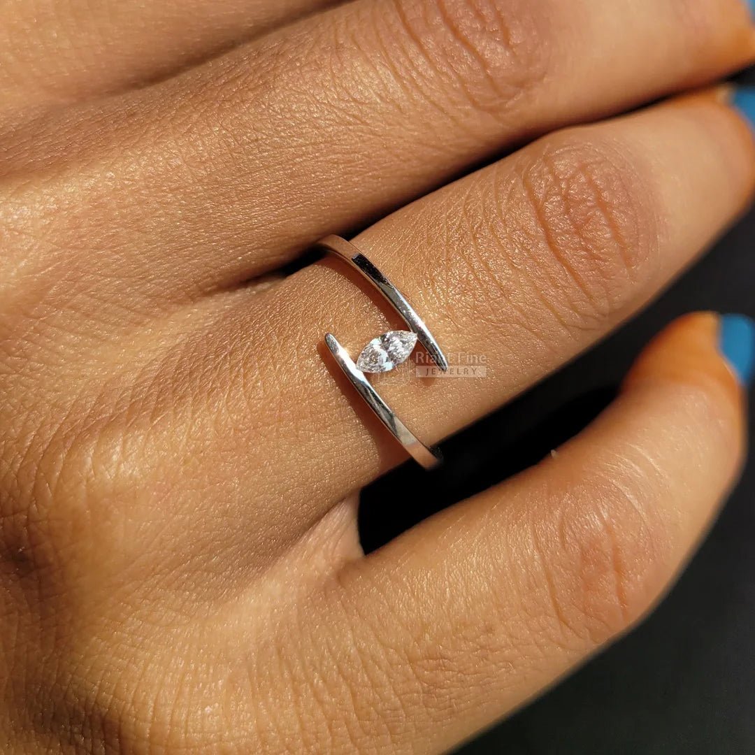 Tension Set White Gold Marquise Engagement Ring - Riant Fine Jewelry