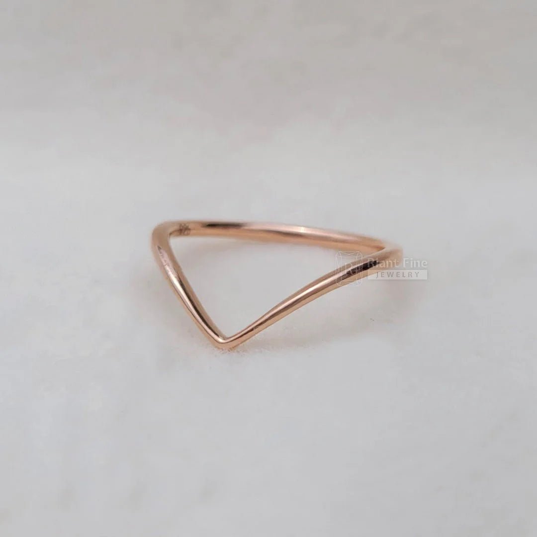Thin 14K/18K Rose Gold Chevron Ring For Women - Riant Fine Jewelry LLC