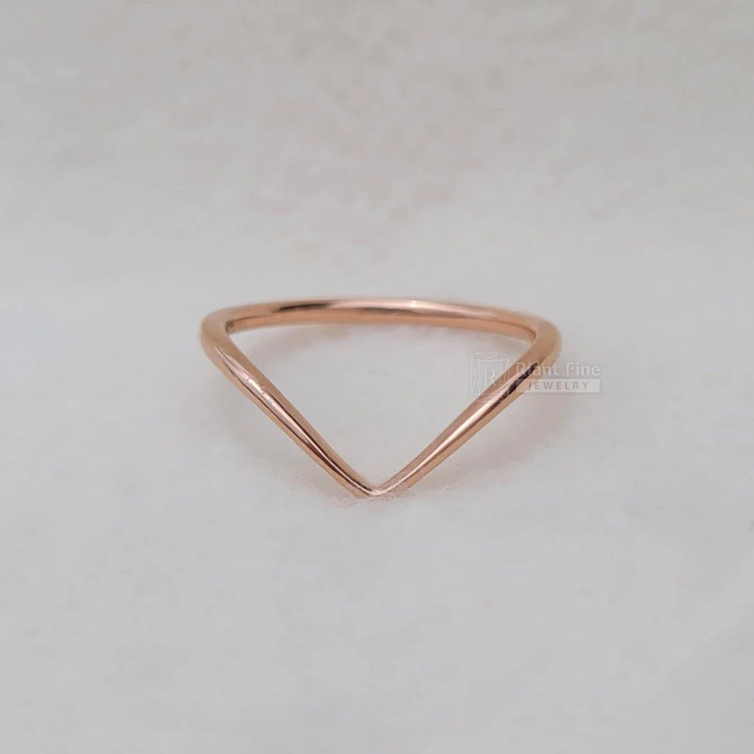Thin 14K/18K Rose Gold Chevron Ring For Women - Riant Fine Jewelry LLC