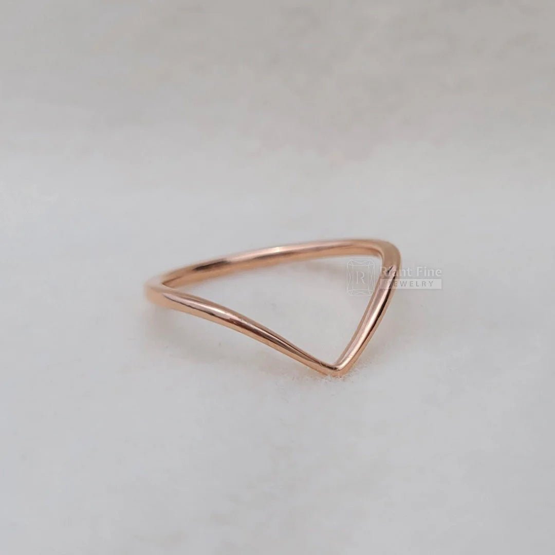Thin 14K/18K Rose Gold Chevron Ring For Women - Riant Fine Jewelry LLC