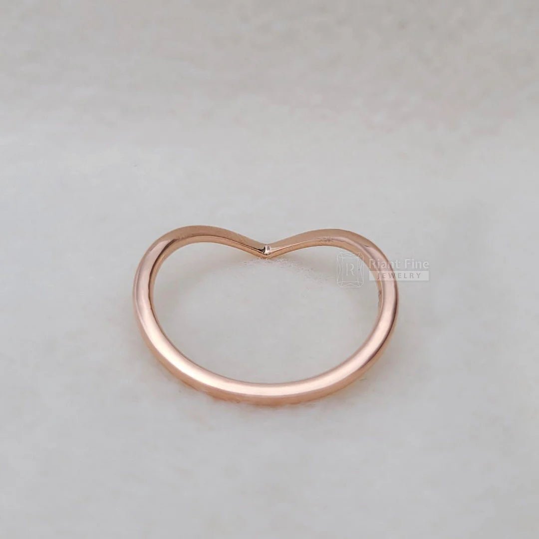 Thin 14K/18K Rose Gold Chevron Ring For Women - Riant Fine Jewelry LLC