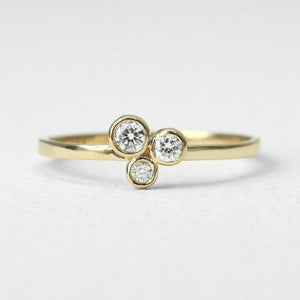 Three Stone Lab Diamond Bezel Set Engagement Ring