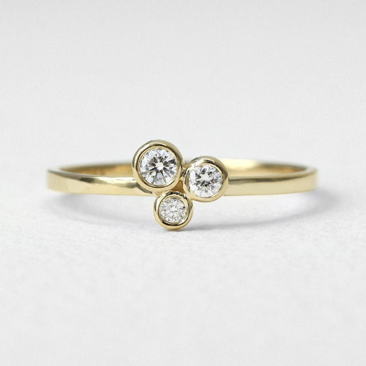 Three Stone Lab Diamond Bezel Set Engagement Ring - Riant Fine Jewelry LLC