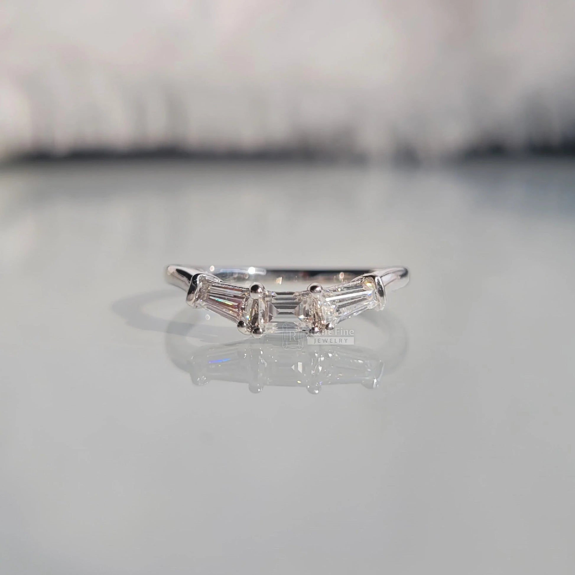 Three Stone Lab Grown Diamond Ring in 14K White Gold - Riant Fine Jewelry LLC