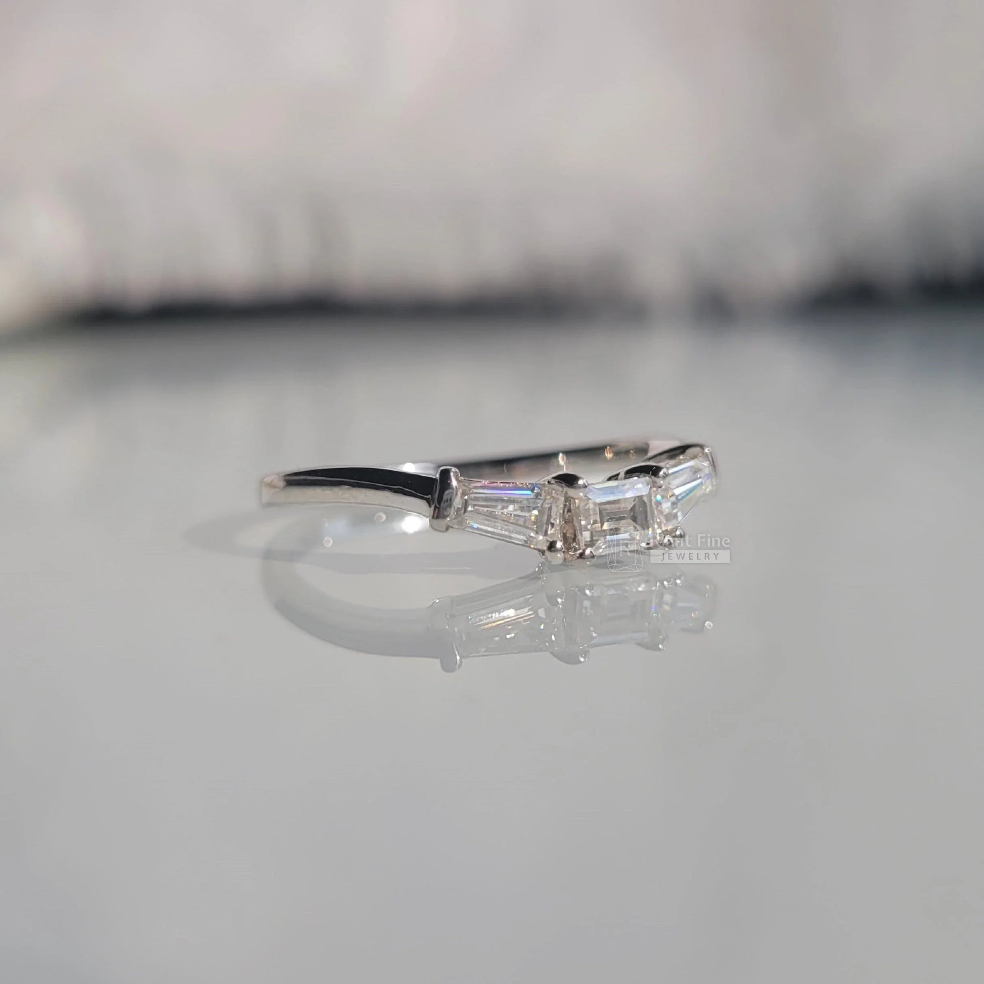 Three Stone Lab Grown Diamond Ring in 14K White Gold - Riant Fine Jewelry LLC