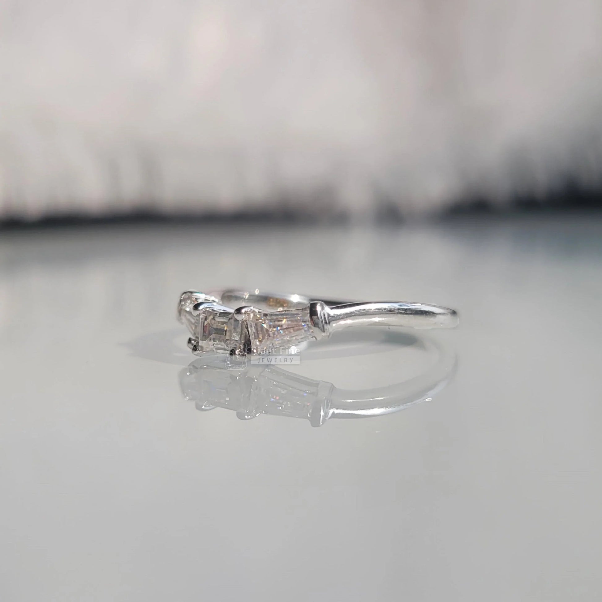 Three Stone Lab Grown Diamond Ring in 14K White Gold - Riant Fine Jewelry LLC