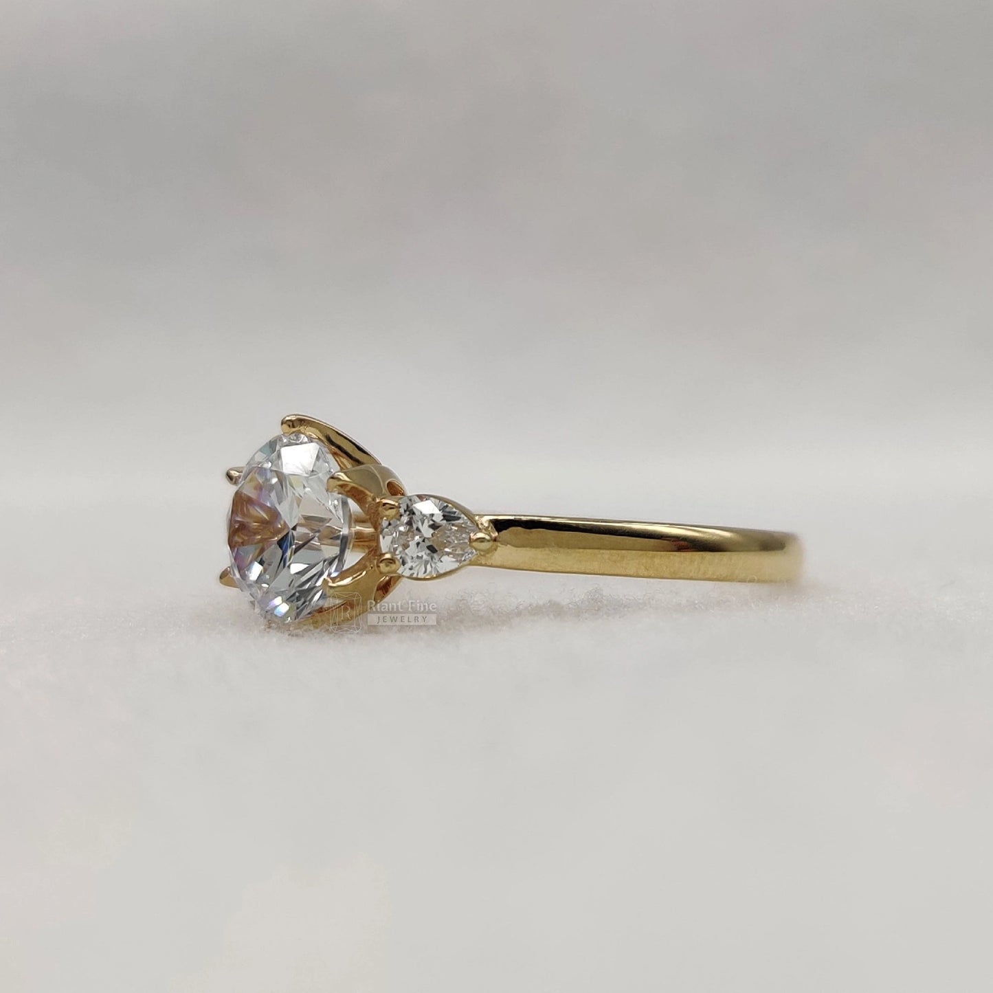 Three Stone Lab Grown Diamond Wedding Ring | 14K Rose Gold - Riant Fine Jewelry LLC